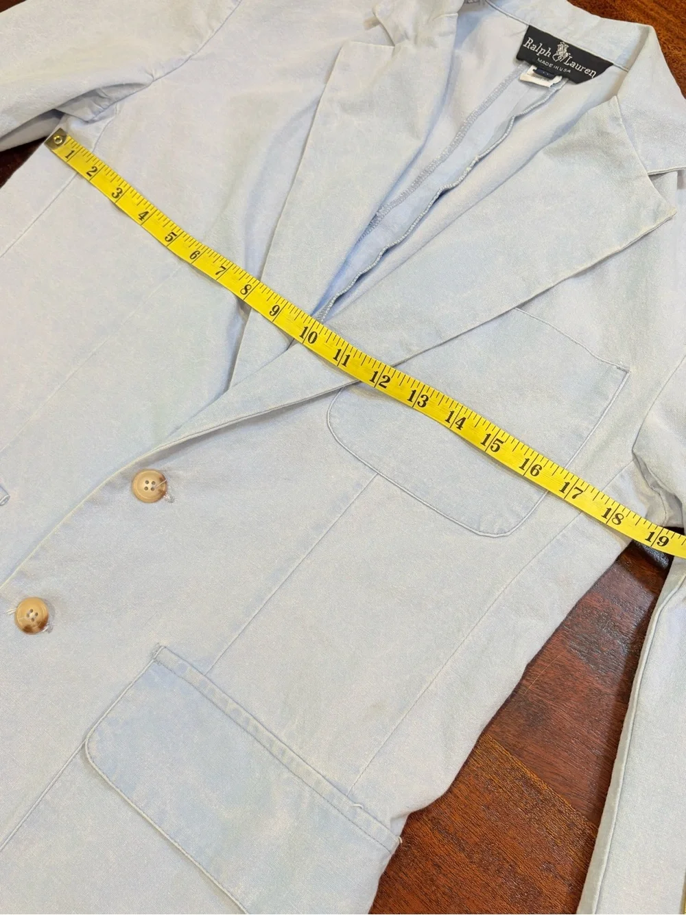 Vintage Ralph Lauren 80s Light Blue Women's Denim Blazer Jacket size Medium - Picture 14 of 15